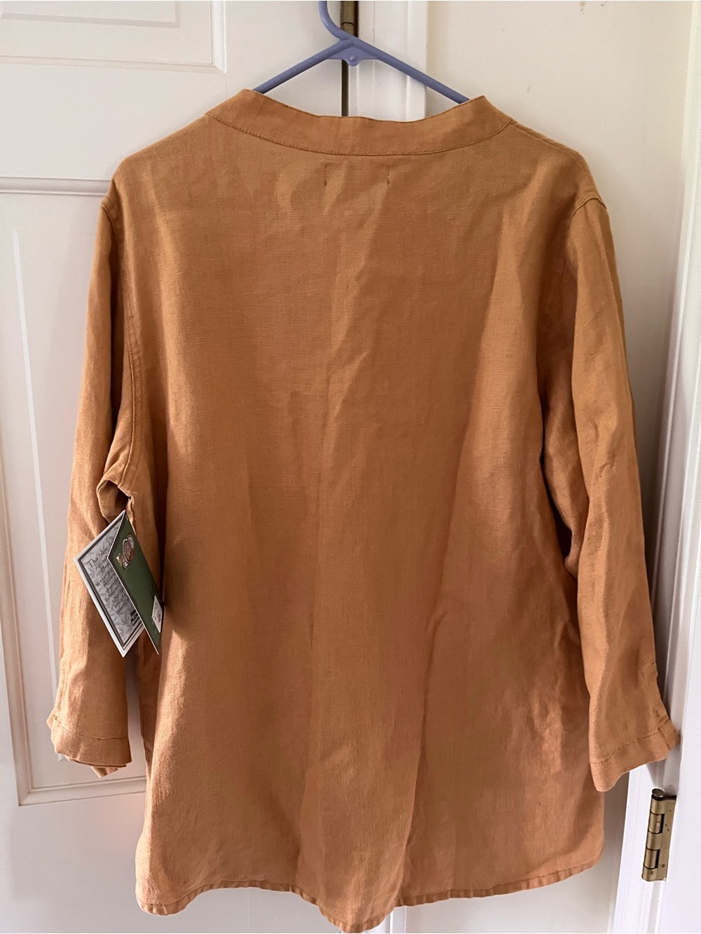 Mustard Linen Button-Front Women's Top - Picture 10 of 10